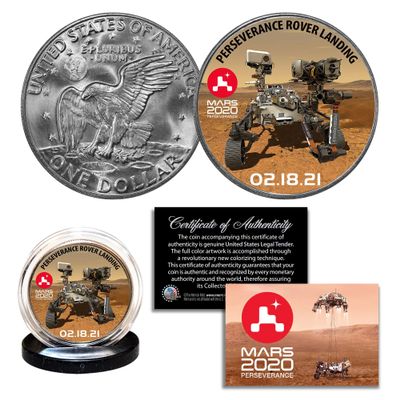 Mars 2020 Perseverance Rover Landing NASA Space Program Official Legal Tender IKE Eisenhower Dollar U.S. Coin
