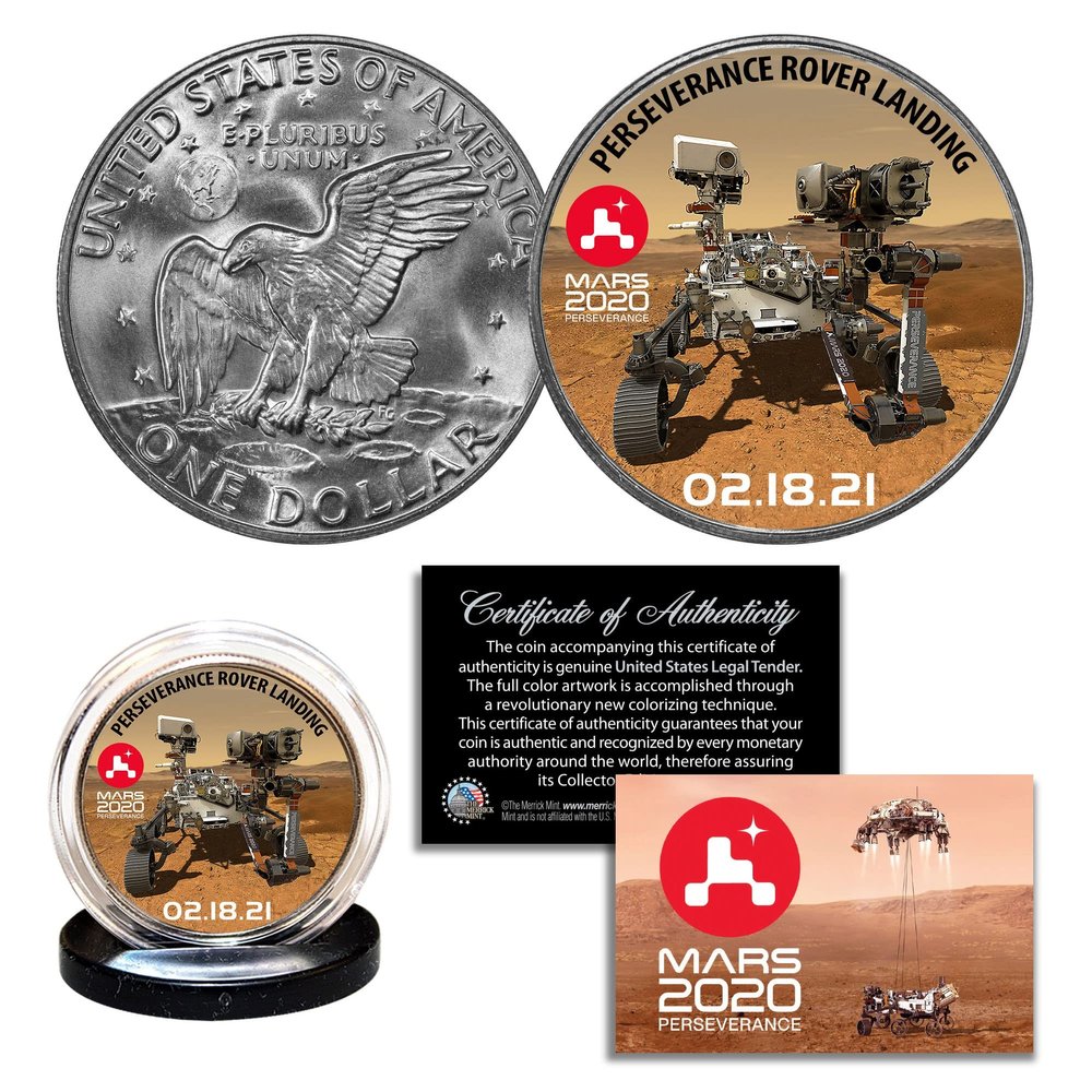 Mars 2020 Perseverance Rover Landing NASA Space Program Official Legal Tender IKE Eisenhower Dollar U.S. Coin