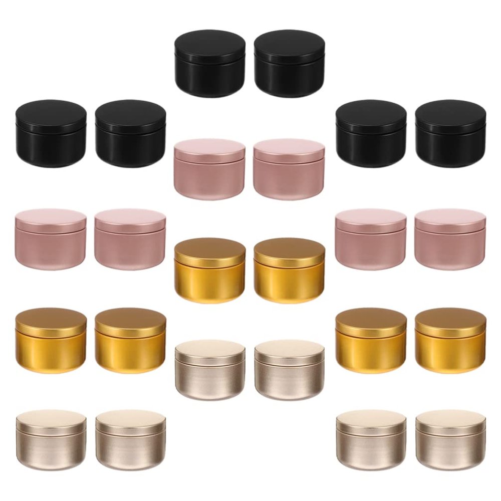 Sewroro Candle Tins Pcs Metal Round Candle Containers Aluminum Candle Making Jars DIY Candle Making Supplies (Mixed Colors)