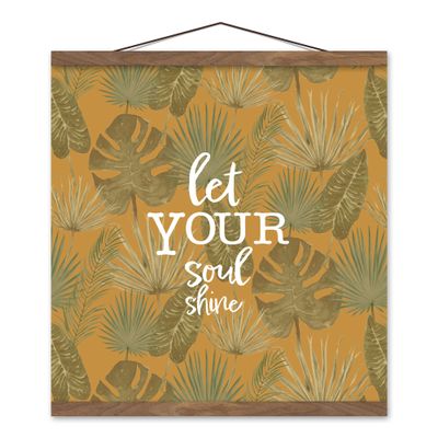 Creative Products Let Your Soul Shine Tropical Palm Yellow 16 x 16 Teak Hanging Canvas
