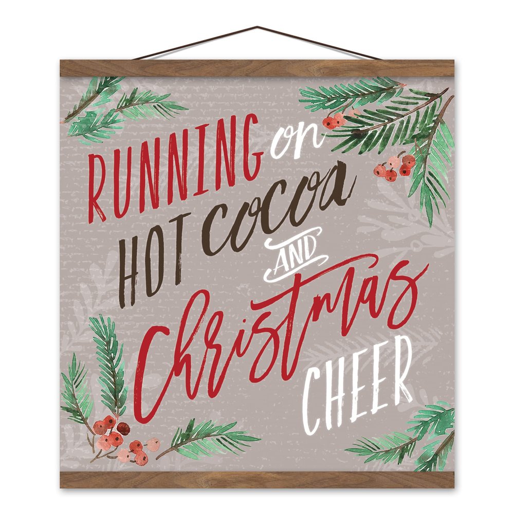 Creative Products Hot Cocoa and Christmas Cheer 16 x 16 Teak Hanging Canvas