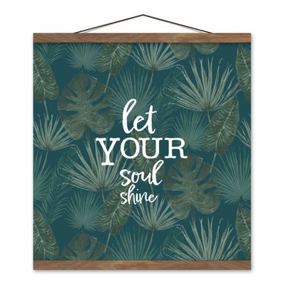 Creative Products Let Your Soul Shine Tropical Palm Blue 16 x 16 Teak Hanging Canvas