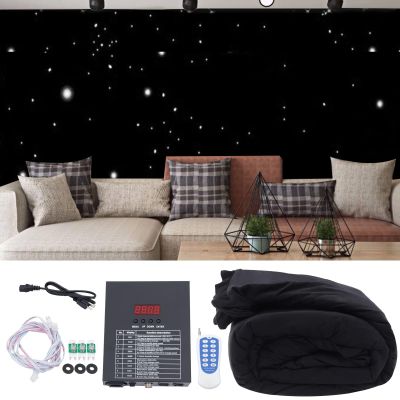 LED Stage Backdrop Starry Sky Cloth, White Foldable Wedding Stage Star Curtain Backdrops with Remote Controller for Wedding Christmas Party Club Show Decoration 9.84 * 13.12ft (White)