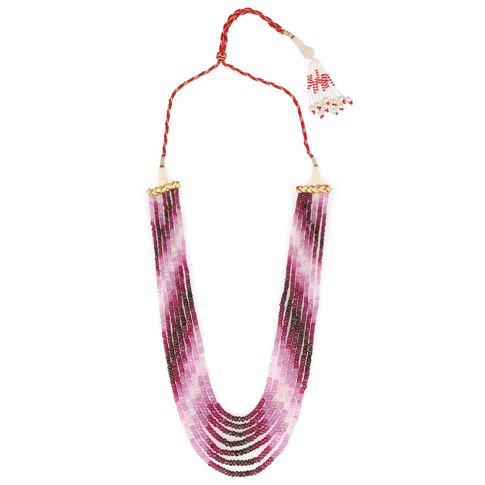 7 Strand Natural Red Shaded Ruby 3-4 mm Faceted Rondelle Beads Gemstone Strands Necklace Seven lines/ 9.50 Inches