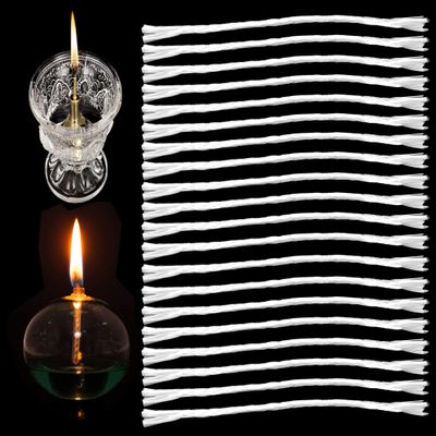 20Pcs 190mm (7.5in) Replacement White Fiberglass Wicks, 1mm Width Candle Wicks for Light Ghee Lamp DIY Oil Lamps Craft Candle Making Supplies