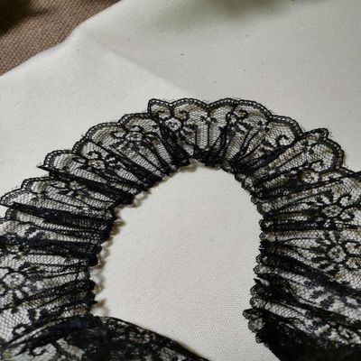 YASECO Lace 1 Meter 5cm Wide Black Pleated Floral Lace Fabric Lace Trim Craft Supplies Guipure Ribbon Sewing Accessories Decorate