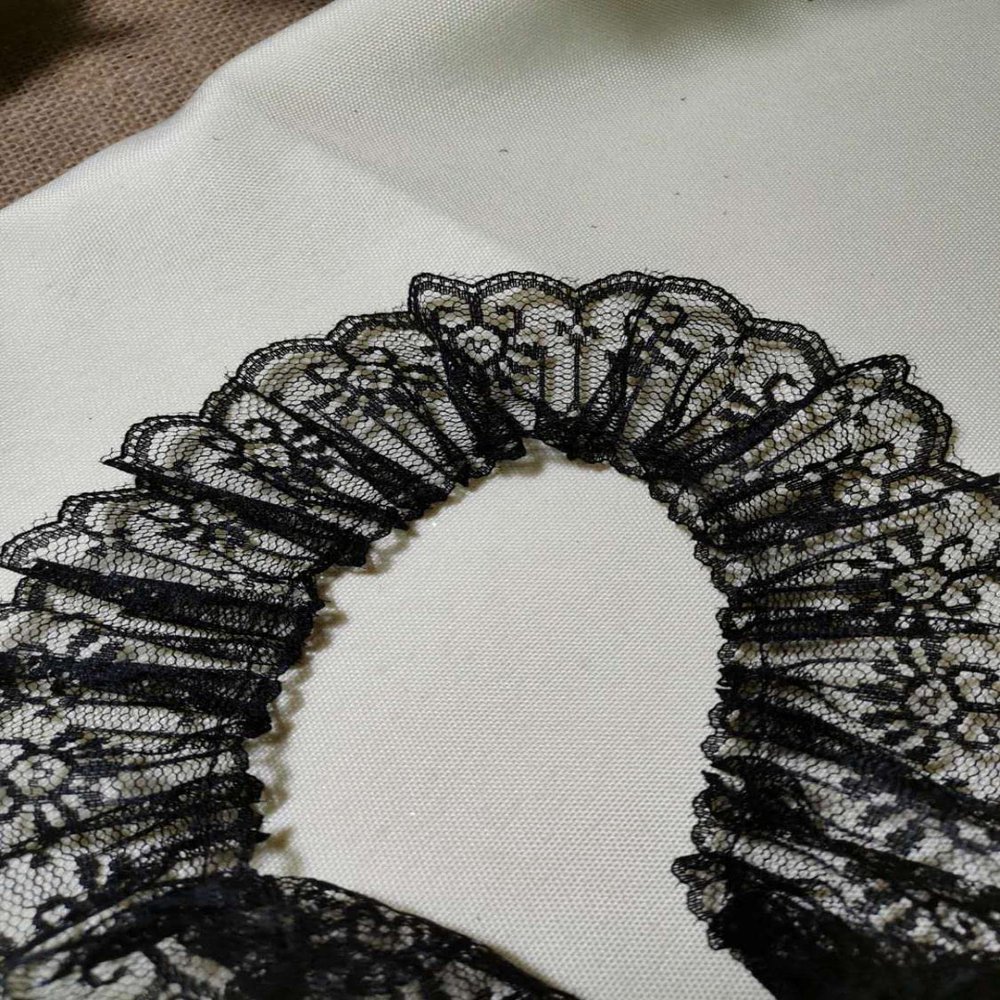 YASECO Lace 1 Meter 5cm Wide Black Pleated Floral Lace Fabric Lace Trim Craft Supplies Guipure Ribbon Sewing Accessories Decorate