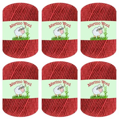 Sunny Cat 100% Pure Merino Wool Yarn for Knitting 6pcs Merino Wool Yarn for Knitting and Crocheting 1.8oz(10.8oz) Wool Skeins Light/DK Weight 130yrds (780yrds Total) (34 Burgundy)