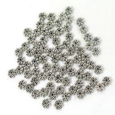 Silver Pewter Daisy Spacer Beads 4mm-50pcs
