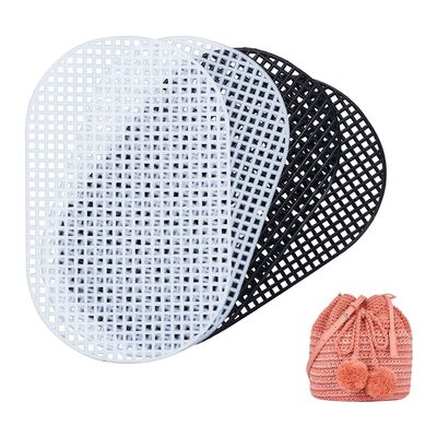 WADORN 4pcs Plastic Mesh Canvas Sheets for Embroidery, 2 Colors Oval Mesh Knitting Crochet Bag Bottom 5 Mesh Blank Needlepoint Canvas Sheet Plastic Mesh Mat for Handmade Yarn Crafting Weaving Project
