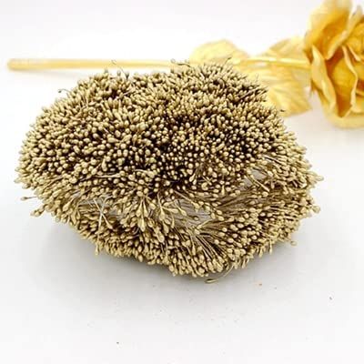 HZLXF1 1mm 4200pcs/Lot Double Heads Multi Color Flower Pearl Stamen Cake Decoration Craft DIY (Color : Gold)