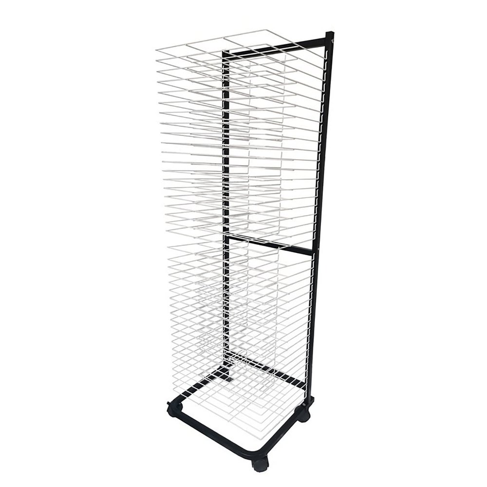 Art Drying Rack for Classrooms Artwork Storage Paint Crafts Drying Rack Wall-Mounted/Mobile Art Rack with Wire Shelves for Schools & Art Studios, Steel, Black and White ( Size : 40 Shelves-Floor stand