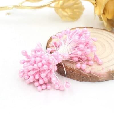 HZLXF1 450pcs/Lot 5MM Purple Color Double Heads Pearl Flower Stamen for Wedding Decoration and DIY Pistil Stamen (Color : Light Pink)