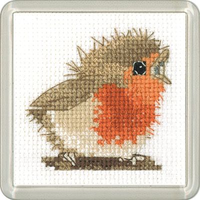 Heritage Counted Cross Stitch kit Aida Reggie Robin Coaster (A), ECRE1665-A, Coaster Size 6x6cm, DIY