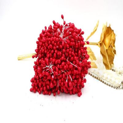 HZLXF1 5MM Multicolor Double Heads Pearl Flower Stamen Cake Decoration and DIY Pistil Stamen(900pcs/Lot) (Color : Light red)