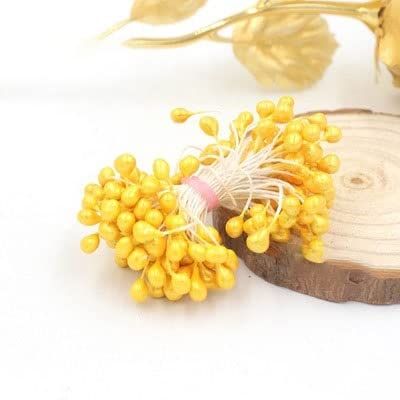 HZLXF1 Size 5mm White Color Double Heads Pearl Flower Stamen for Wedding Decoration and DIY Pistil Stamen (450pcs/Lot) (Color : Yellow)