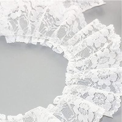 YASECO Lace 1M 6cm Wide Pleated Dress Craft Sewing Supplies Guipure White Black Lace Fabric Floral Lace Ribbon Decorate (Size : White)