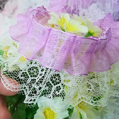 YASECO Lace 1M 4.5cm Wide Pleated Lace Ribbon Purple Guipure Lace Fabric Lace Fabric Sewing Trimmings Decorate (Color : Light Purple)