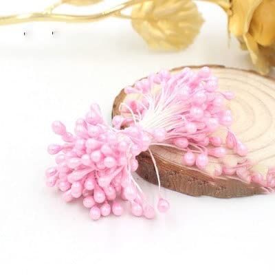 HZLXF1 Size 5mm White Color Double Heads Pearl Flower Stamen for Wedding Decoration and DIY Pistil Stamen (450pcs/Lot) (Color : Pink)