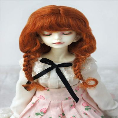 1/4 MSD Doll Wigs D2033B 7-8inch 18-20cm Long Loose Double Braide Ponytail Mohair BJD Hair (Carrot)