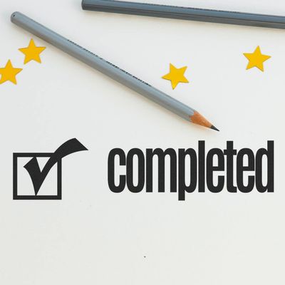 Completed with Checkbox Rubber Stamp, Home Office Accessories, Wooden Handle Rubber Stamp, Uses Stamp Pad, Imprint Size Approx 1/2" x 1-1/2", Laser Engraved, USA Made