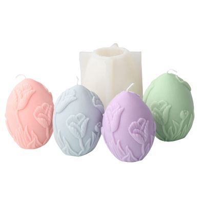 Xidmold 3D Flower Egg Candle Mold Easter Egg Silicone Molds for Fondant, Chocolate, Dessert, Cake Decor, Aromatherapy Candle, Soap, Polymer Clay, Plaster Ornament, Resin Art