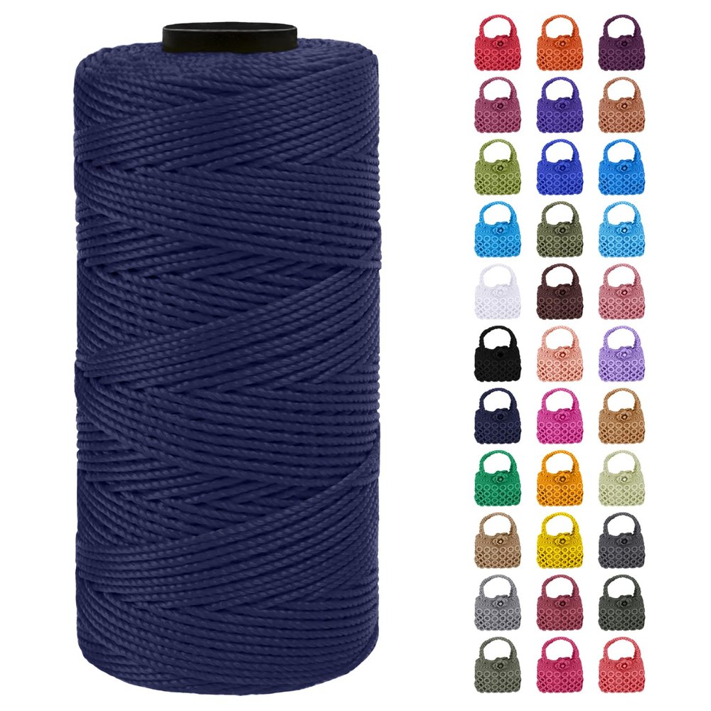 LEREATI Braided Macrame Cord 1.5mm x 218yards Polypropylene Rope Polyester Rope Yarn Crochet Thread, Macrame String for DIY Crafts Bag Knitting Plant Hangers Home Decorations (Dark Blue)