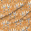 Spoonflower Fabric - Birds Folk Art Scandinavian Nature Holiday Orange Cream Blue Floral Printed on Denim Fabric by The Yard - Bottomweight Apparel Home Decor Upholstery view 1
