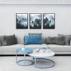 DZRWUBHS Framed Canvas Wall Art - 3 Piece Set, Foggy Forest Trees Landscape Painting, Black, Modern Wall Decor for Living Room, Bedroom, Kitchen etc. view 3