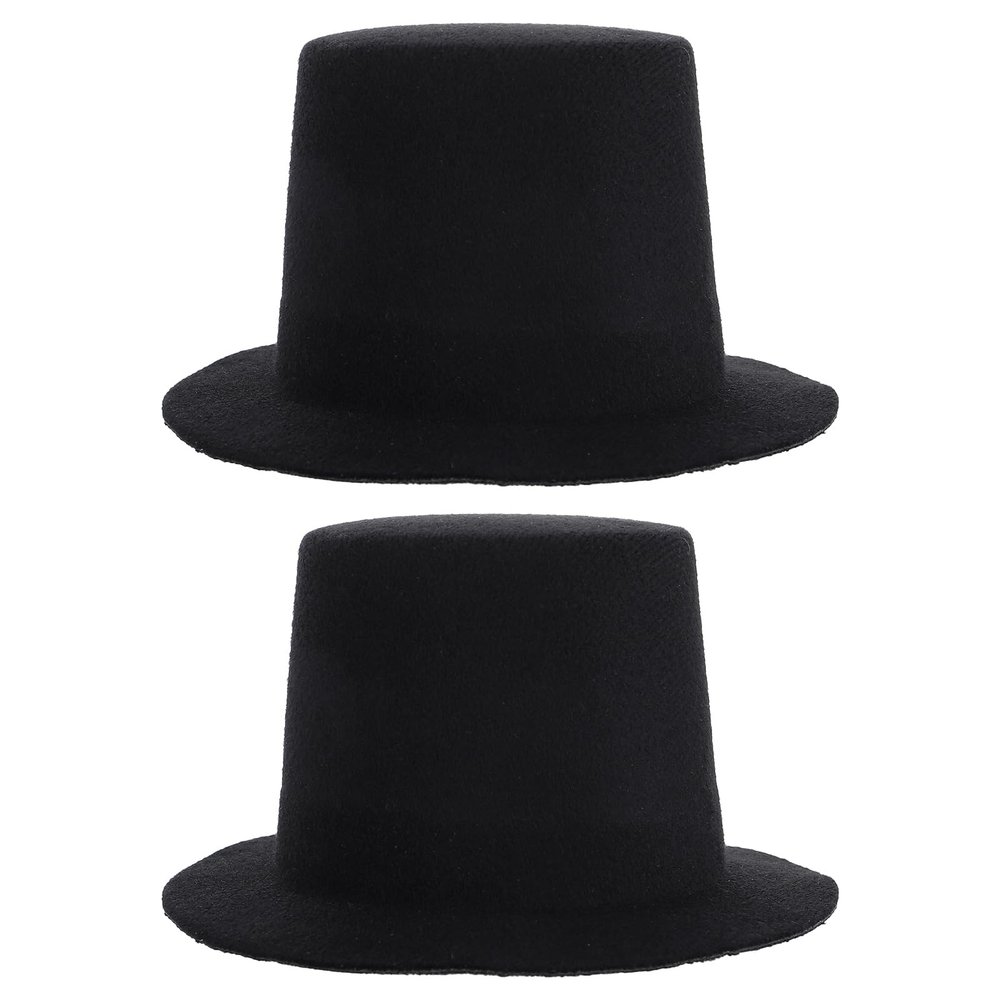 LABRIMP Miniature Top Hats 2 Pcs 5.31X5.31X2.75 Inch Black Felt Mini Doll Top Hats for DIY Crafts Doll Costumes Snowman Decoration Accessories