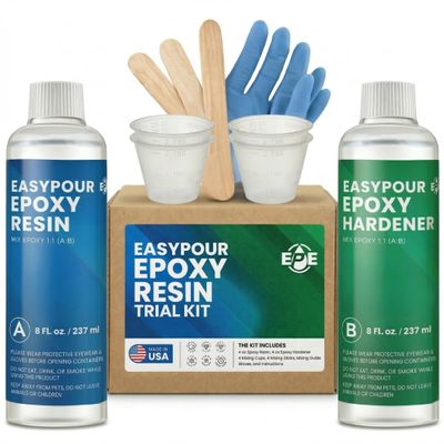 EPE EasyPour Epoxy Resin Kit:16 OZ - 1:1 Ratio - Crystal Clear Resin and Hardener for Jewelry, DIY Art, Crafts, Tumblers, with 4 Mixing Sticks, Spreader, Instructions