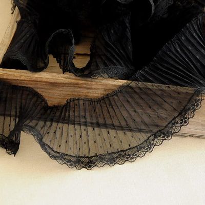 YASECO Lace 1M 8cm Wide Embroidery Lace Fabric for Sewing Dress Guipure Crafts Width Tulle Lace Trim Ribbon Straps Decorate (Color : Black)