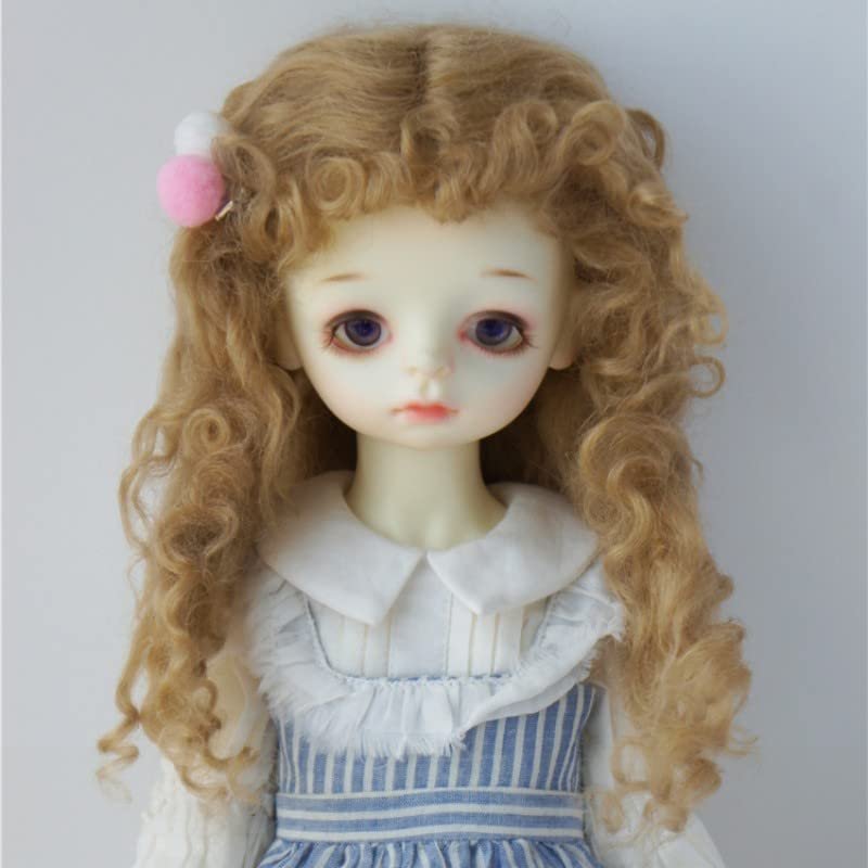 1/3 SD DOD Doll Wigs D28002 8-9inch 21-23cm Extremrly Longe Curly Monghanjuc Mohair BJD Hair (Ash Brown)