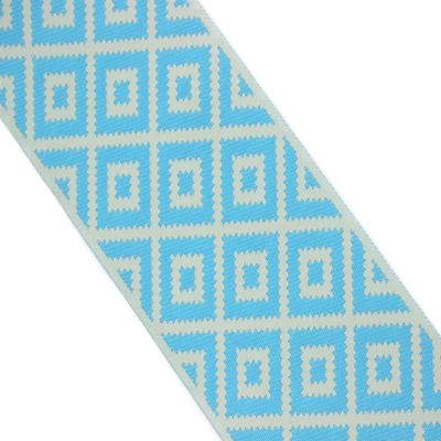 3.8 Yard Spool 3.93 inches Beige Blue Mosaic Embroidered Drapery Trim Jacquard Ribbon for Your Drapes Curtains Drapery Banding Trim Tape V5 194