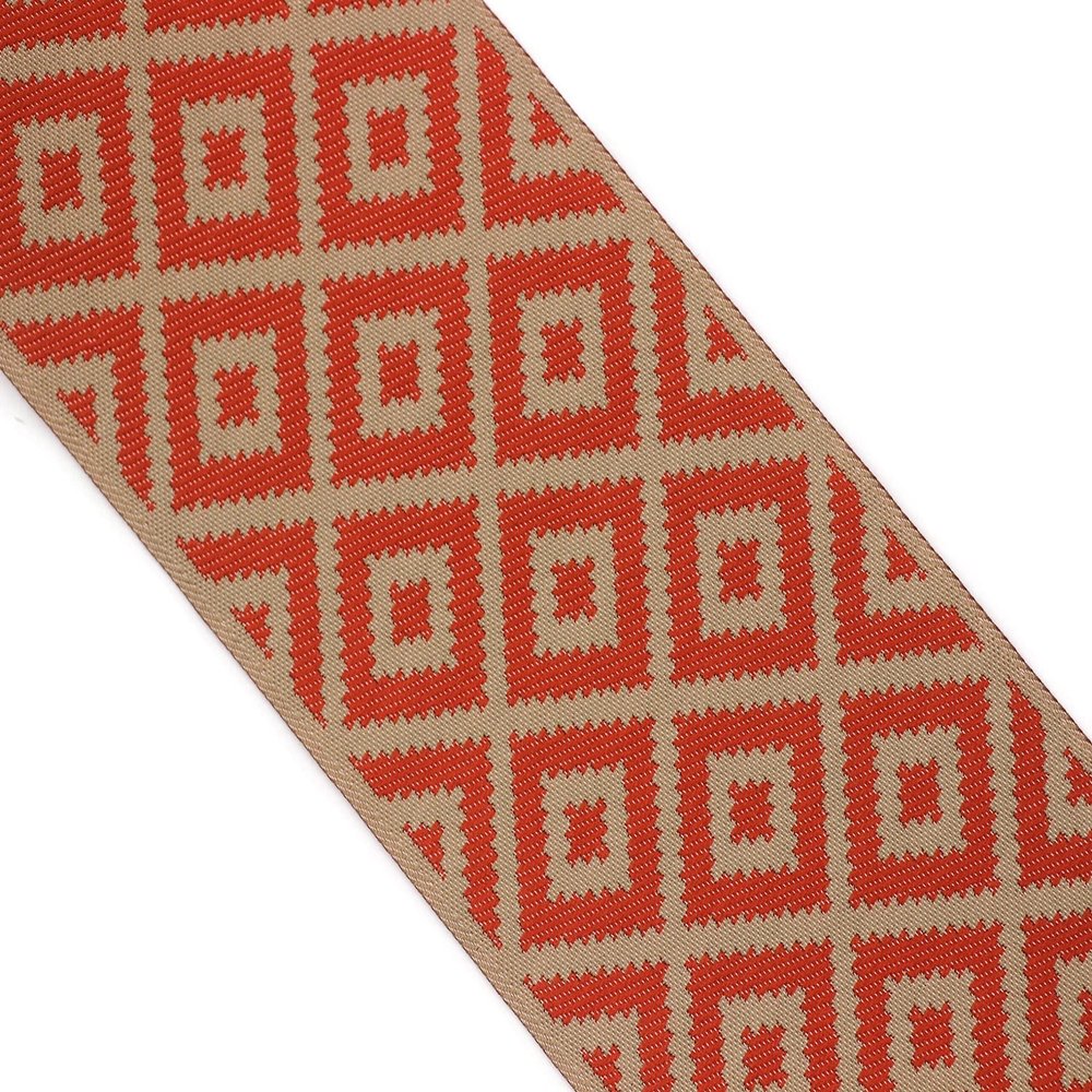 3.8 Yard Spool 3.93 inches Red Light Brown Mosaic Embroidered Drapery Trim Jacquard Ribbon for Your Drapes Curtains Drapery Banding Trim Tape V6 194