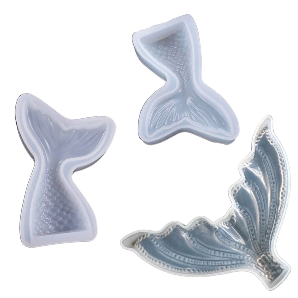 Silicone Bake Molds Diy Mermaid Tail Mirror Silicone Mold Cake Decoration Baking Tool Hand Soap Mold Fish Tail 3Pcs Set