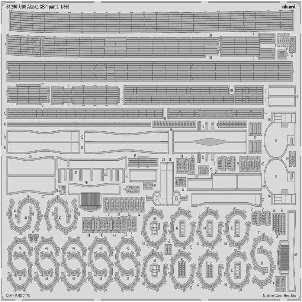 Eduard EDU53290 1/350 US Navy Large Cruiser Alaska CB-1 Etched Parts Part 2 (for Hobby Boss) Plastic Model Parts