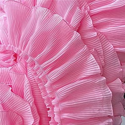 YASECO Lace 1M 12cm Wide Chiffon Pleated Lace Fabric Guipure Lace Material Lace Ribbon for Dress Sewing Decoration Craft Decorate