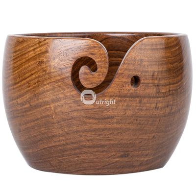 Outright Crochet Accessories Wooden Yarn Bowl Large Yarn Bowl for Knitting Crochet Bowl Yarn Storage Holder Yarn Bowls for Crocheting Yarn Bowl Cute Perfect Christmas Gifts For Women Crocheter