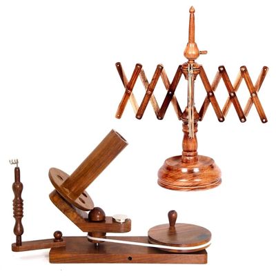 Rosewood Yarn Swift and Ball Winder Combo Wooden Umbrella Swift Knitting Yarn Winder Hand Operated Wool Winding Tool Set