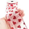 Red Hearts White Organza Wired Edge Valentine's Day Ribbon by Factory Direct Craft - Glitter Hearts Ribbon for Valentine Decorating and Displays - 18 Yards (6 spools, 3 Yards Each roll) view 4