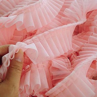 YASECO Lace 1M 5cm Wide Pleated Mesh Lace Fabric Pleated Lace Decorate (Size : 5CM, Color : 4)
