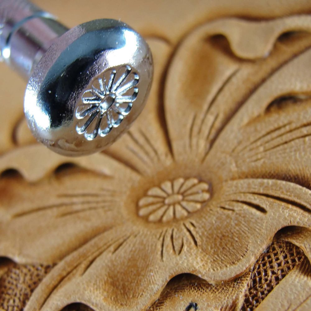 12-Petal Oval Flower Center Stamp, Japan Select Leather Stamping Tool, J612