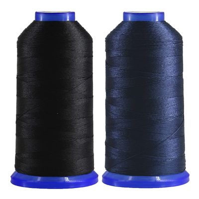 Selric [2400Yards / Black + Navy Blue] Pack of 2 Tex 135 Bonded Nylon Thread for Leather Sewing 420D/3 T135#138 Heavy Duty Upholstery Thread for Leather and Other Heavy Fabric