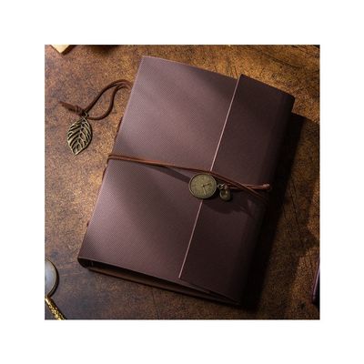 BAN.P Vintage Leather Scrapbook Wedding Loose Leaf DIY Picture Album Scrapbooking Self Adhesive Memory Guest Book (Color : Coffee, Size : 23 x 18 cm)