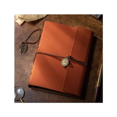 BAN.P Vintage Leather Scrapbook Wedding Loose Leaf DIY Picture Album Scrapbooking Self Adhesive Memory Guest Book (Color : Redbrown, Size : 23 x 18 cm)