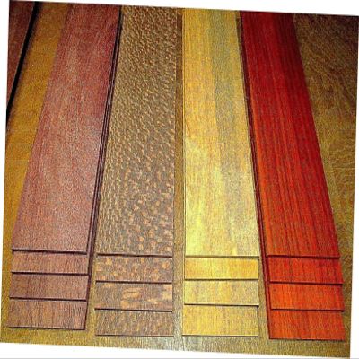 16 Pieces Thin Padauk, Leopardwood, Lemonaballi, & Purpleheart 12" X 3" X 1/8" Suitable Wood Pieces for Wood Crafts and Projects