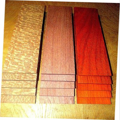 15 Pieces Kiln Dried Thin Leopardwood, Purpleheart, Padauk, 12" X 3" X 1/4" Suitable Wood Pieces for Wood Crafts and Projects
