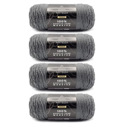 ARTEZA Acrylic Yarn for Crocheting, 4 x 200-g Skeins of Worsted Yarn for Knitting, Very Shady A007, Knitting & Crochet Supplies