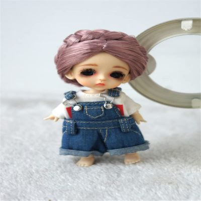 JD101 3-4inch 9-10inch Tymoshenk Character Tiny Doll Wigs. Circle Braide Synthetic Mohair BJD Hair (Blend Purple sm96:sm108)